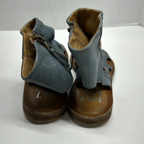 Miz Mooz Fizzy Gladiator Sandals Open Toe Leather Zip Up Side Shoes Blue Size 7 - Picture 3 of 9